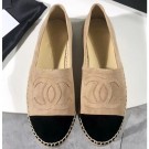 Fake Designer Chanel Suede CC Logo Espadrilles Beige/Black AQ02475