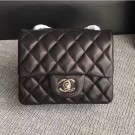 Fake Luxury Chanel Classic Flap Mini Bag A1115 in Lambskin Leather Black with Silver Hardware AQ01848