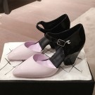 Fake Replica Chanel Patent Calfskin Mary Jane Pumps G35426 Purple/Black 2020 Collection AQ00868