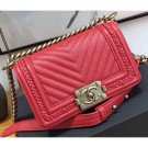 Fake Top Chanel Chevron Boy Braided Small Flap Bag Red Cruise 2018 AQ01616