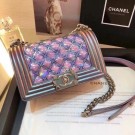 Fake Top Chanel PVC/Iridescent Patent Small Boy Flap Bag Purple 2018 Collection AQ02332