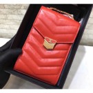 High Imitation Chanel Chevron Vintage Logo Calfskin Clutch with Chain Phone Bag A81226 Orange 2018 AQ02835