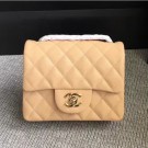 Hot Copy Chanel Classic Flap Mini Bag A1115 in Caviar Leather Apricot with Golden Hardware AQ01701