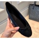 Hot Replica Chanel Lambskin Classic Bow Ballerinas Flats Glitter Black AQ04154