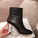 Hot Replica Chanel Lambskin Logo Heel Zipped Short Boots Black 2020 Collection AQ00672