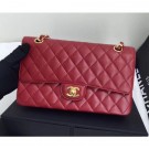 Imitation AAA Chanel original quality Medium Classic Flap Bag 1112 burgundy in caviar Leather with gold Hardware AQ02303