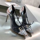 Imitation AAA Chanel Tweed Transparent Lace-up High-Heel Pumps Multicolor 2019 Collection AQ03361