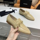 Imitation Chanel Calfksin Chain Charm Loafers G36420 Beige 2020 Collection AQ01445