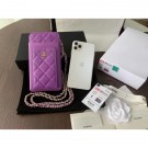 Imitation chanel caviar leather classic clutch with chain purple with golden hardware 2020 AQ00522