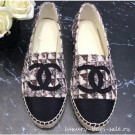 Imitation Chanel CC Logo Tweed Fabric Espadrilles G34436 Beige 2019 AQ00586