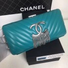 Imitation Chanel Lambskin CC Tassel Evening Clutch with Chain A69406 Turquoise 2019 Collection AQ01309