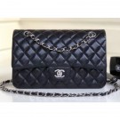 Imitation Chanel Pearl Caviar Leather Classic Flap Medium Bag Black 2018 AQ01779