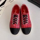 Imitation Chanel Pearl Fabric Sneakers Red 2020 Collection AQ01022