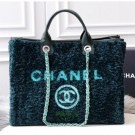 Imitation Chanel Shearling Deauville Large Shopping Bag Green 2019 AQ03977