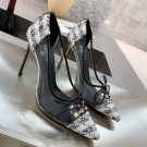 Imitation Chanel Tweed Transparent Lace-up High-Heel Pumps White 2019 Collection AQ03440