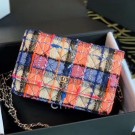 Imitation Cheap Chanel Tweed Wallet on Chain WOC A33814 Orange/Blue/Pink 2020 Collection AQ03971