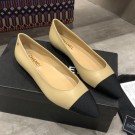 Knockoff Chanel Calfskin Flat Ballerinas G35389 Beige 2019 Collection AQ02580