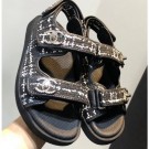 Knockoff Chanel Tweed CC Logo Magic Loop Sandals G34726 Black 2019 AQ03851