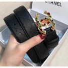 Knockoff Chanel Width 3cm Quilting Leather Belt with Multicolor Crystal CC Buckle Black 2020 Collection AQ02376