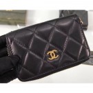 Knockoff Cheap Chanel Lambskin Classic Zipped Card Holder A69271 Black/Gold AQ01835