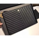 New Chanel Caviar Leather Owl Charms Chevron Pouch Clutch Large Bag A82545 Black 2018 AQ02524