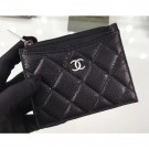 New Chanel Grained Calfskin Classic Card Holder A84105 Black/Silver 2018 AQ03216