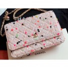 Quality Chanel Cotton Tweed Classic Wallet On Chain WOC Bag A33814 Nude Pink 2019 AQ02792