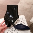 Replica AAAAA Chanel Patent Calfskin Mary Jane Open Ankle Short Boots G35431 Blue/Black 2020 Collection AQ02622