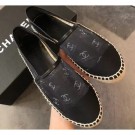 Replica Chanel All Over Logo Espadrilles Black 2019 AQ04396