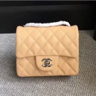 Replica Chanel Classic Flap Mini Bag A1115 in Caviar Leather Apricot with Silver Hardware AQ04298