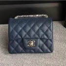 Replica Chanel Classic Flap Mini Bag A1115 in Caviar Leather Sapphire with Silver Hardware AQ02286