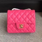 Replica Chanel Classic Flap Mini Bag A1115 in Lambskin Leather Hot Pink with Golden Hardware AQ03855