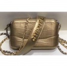 Replica Chanel Crocodile Embossed Calfskin Gabrielle Clutch With Chain Bag A94505 Metallic Gold 2019 AQ02756