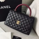 Replica Chanel Grained Calfskin Medium Coco Flap Bag With Lizard Leather Top Handle Black (Top Quality)) Collection AQ00840