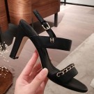 Replica Chanel Lambskin Chain Heel Sandals Black 2020 Collection AQ03473