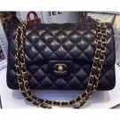 Replica Chanel Lambskin Classic Flap 30cm Bag Black With Gold Hardware 2018 AQ04311