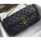 Replica Chanel Lambskin Double Flap Bag A57275 Navy Blue/Black 2018 AQ02705