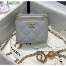 Replica Chanel Lambskin Small Classic Box with Chain And Gold Metal Ball AP1447 Grey 2020 Collection AQ04393