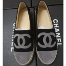 Replica Chanel Suede CC Logo Espadrilles Black/Gray AQ01811