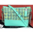 Replica Chanel Tweed/Calfskin Gabrielle Medium Hobo Bag A93824 Light Green AQ02237