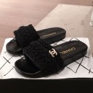 Replica Chanel Tweed Pearls Flat Mule Slide Sandals G35696 Black 2020 Collection AQ02517