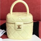 Replica Chanel Vintage Vanity Case Bag Patent Yellow 2019 AQ01317