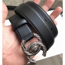 Replica Chanel Width 3cm Braided CC Logo Buckle Leather Belt Grained Black/Silver AQ02264