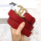 Replica Chanel Width 3cm Calfskin Belt With Crystal CC Buckle Red 2020 Collection AQ02713