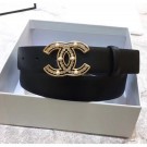 Replica Chanel Width 3cm Calfskin Belt With Crystal Pearl CC Buckle Black 2020 Collection Belt AQ02062