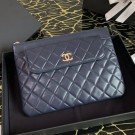 Replica High Quality Chanel Quilted Lambskin Flap Case Pouch AP1189 Navy Blue 2020 Collection AQ03119