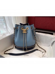 AAA Imitation Chanel drawstring bag Calfskin & Gold-Tone Metal AS0537 blue AQ00642