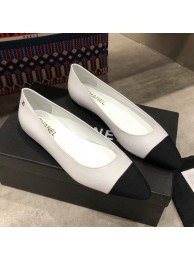 Best 1:1 Chanel Calfskin Flat Ballerinas G35389 White 2019 Collection AQ04118