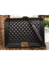 Best 1:1 Chanel Lambskin Boy Flap Large Bag Black/Gold AQ00613