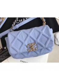 Best Chanel 19 Jersey Waist Bag AS1163 Baby Blue 2020 AQ00923